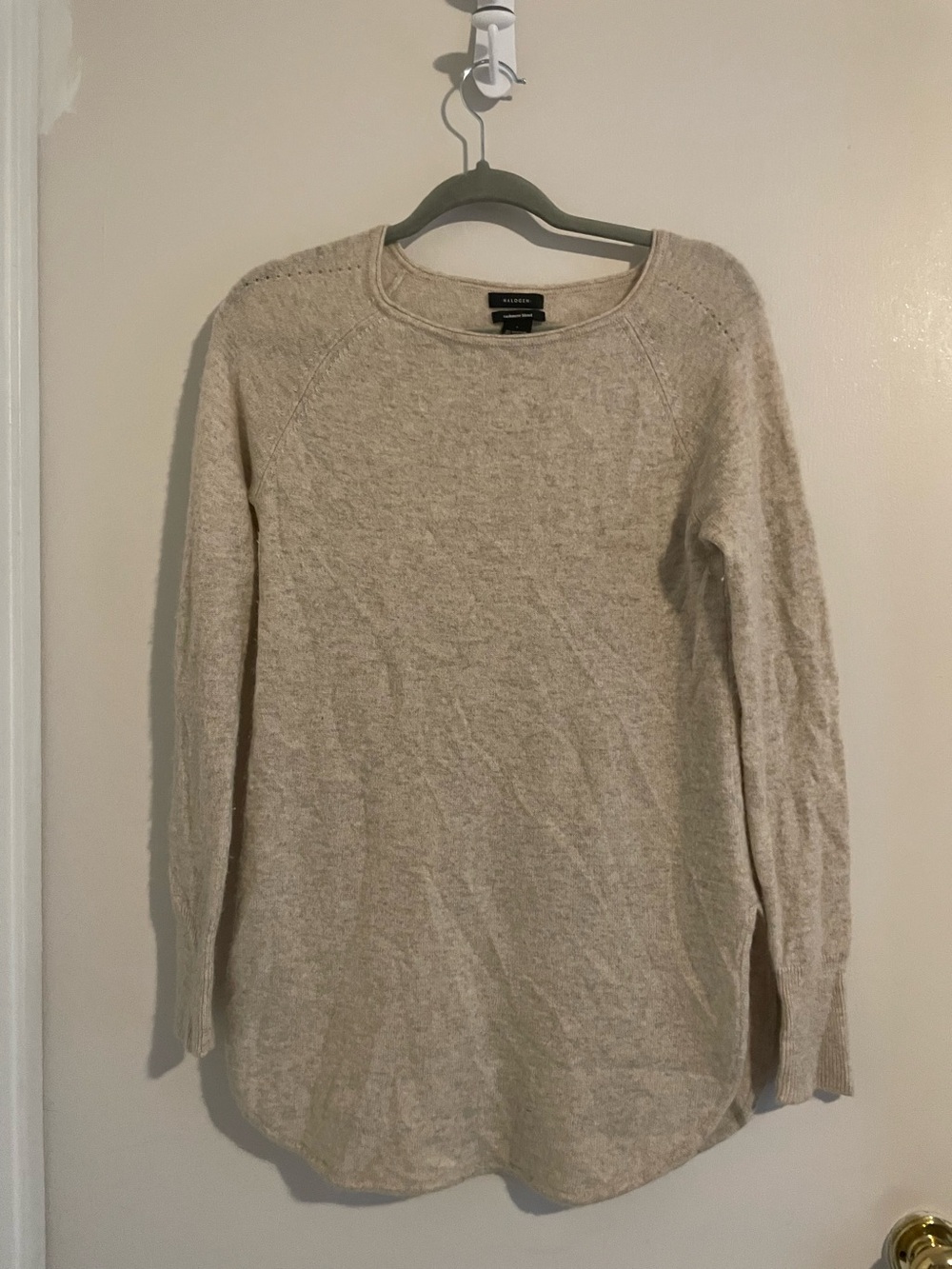 Halogen Wool/Cashmere Blend Sweater, Oatmeal, Size S